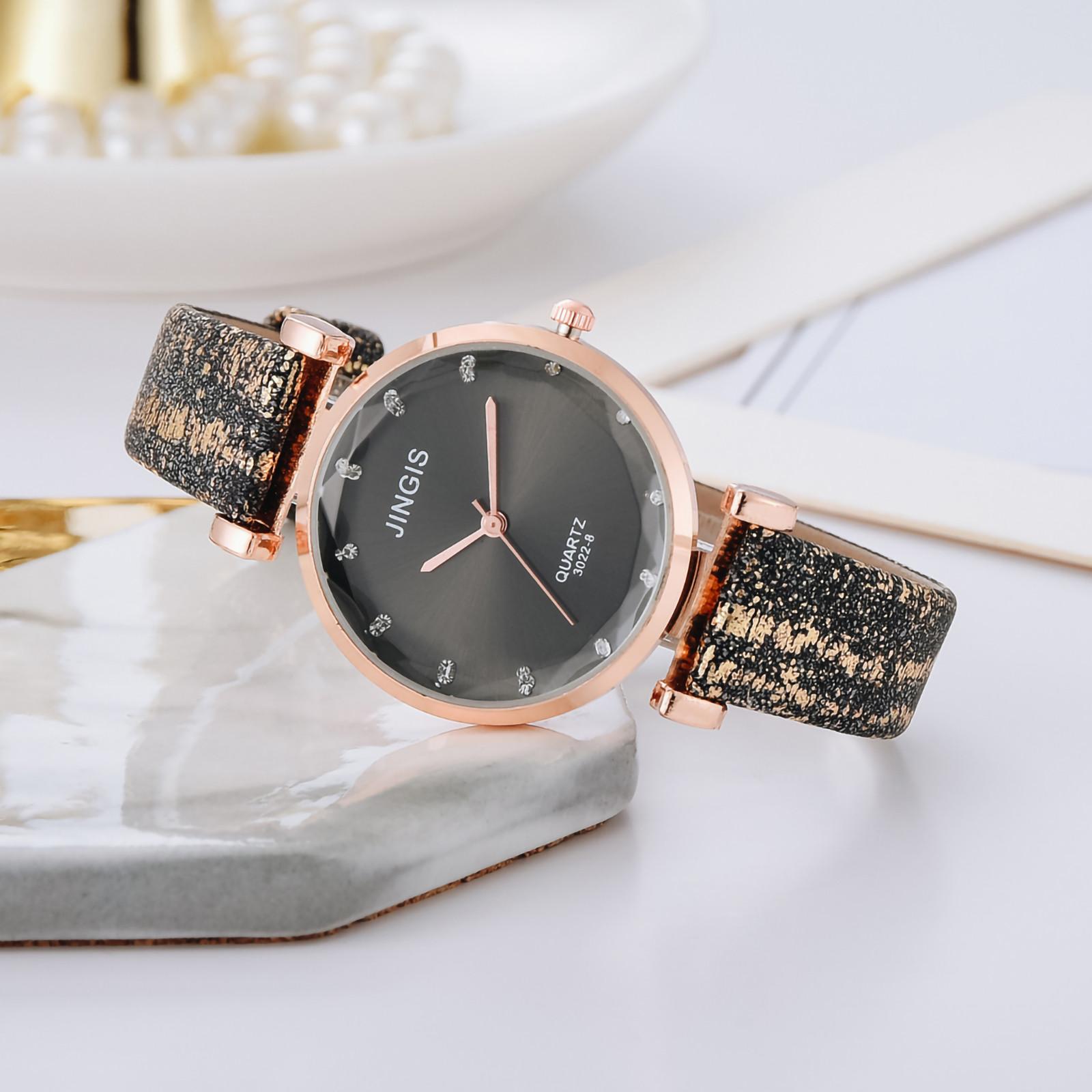 JINGIS европейские и американские изысканные роскошные стеклянные женские кварцевые часы One Size чёрный