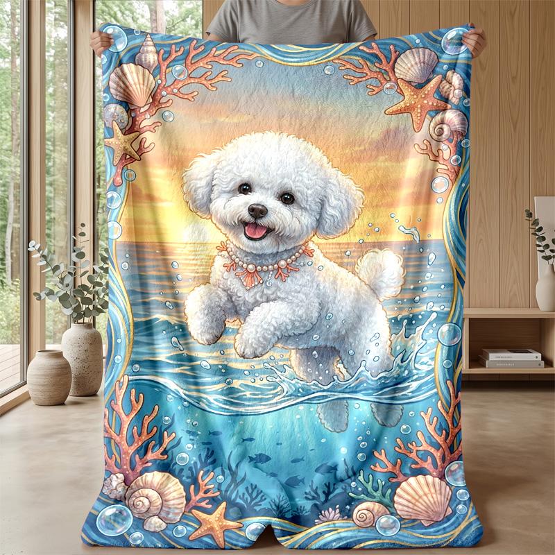 Oceanic Adventure Theme Blanket Lightweight Warm Flannel Blanket Decorative Throw Blanket for Home Decoration