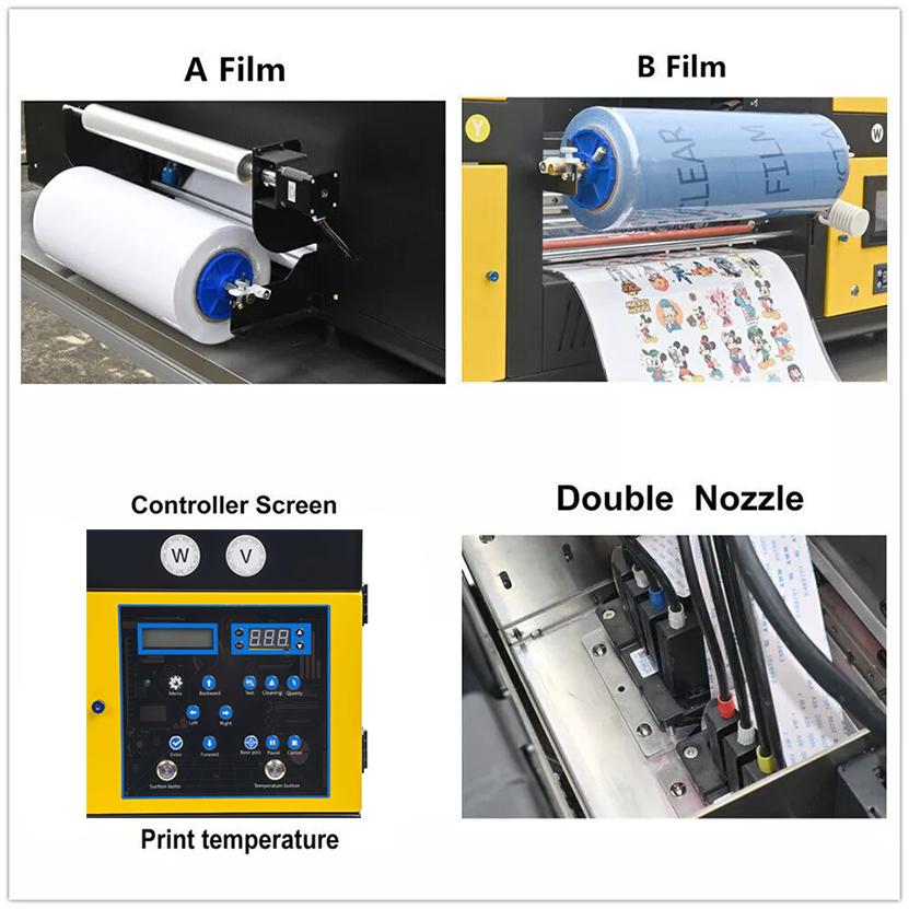 A3 UV DTF printer transfer self-adhesive printing with dual XP600 nozzles head