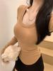 Women's Grey Slim-Fit Long-Sleeve T-Shirt, Spring/Fall Flattering Basic Style