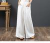 Sixteen Colors Multi-color High Waist Wide-Leg Linen Cotton Korean Style Women's Pants, Spring/Summer, Plus Size, Floor-Length, Straight Leg.