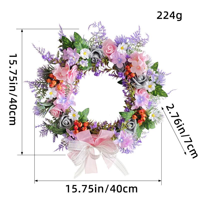 

Симуляция банта Цветочный венок Zhongran Романтический Розовый Фиолетовый Венок Уличный Двор Свадебное Украшение