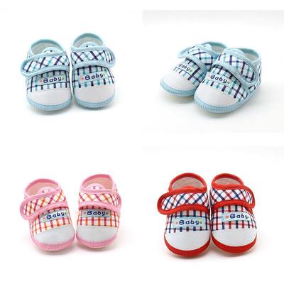 Soft Sole Cotton Baby Shoes Newborn Girls Boys Plaid First Walkers Toddler Prewalker