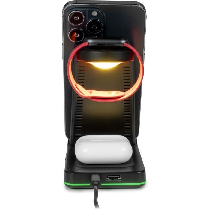 Réveil et station de charge 4-en-1 thomson cl750ia pour apple avec bandeau led lumineux - noir