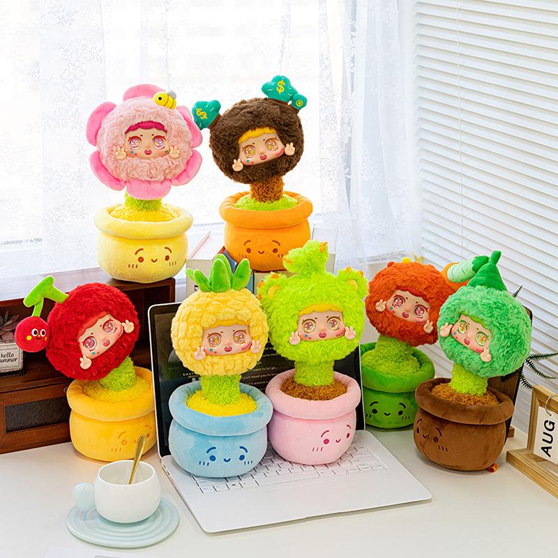 Happy Farm Orange Plush Potted Plant Cherry Desk Pendulum for Girlfriend Birthday Gift Desk Pineapple