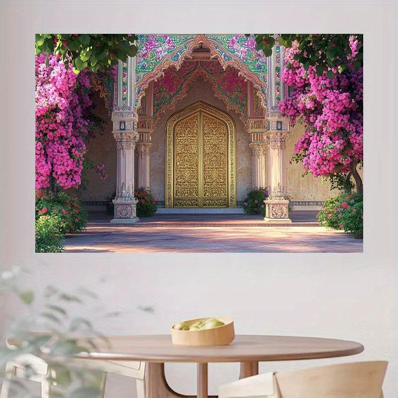 1Pcs Indian Palace Golden Arch Floral Boho Decoration Background Cultural Backdrop Decorations For Photo Studio Photo Booth Party