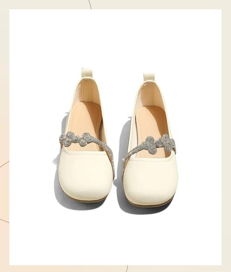 

Туфли с квадратным носком и плоскими подошвами, однотонные, с мелкими блестками, 2025 г., высококачественные женские туфли на весну/осень, без застежек, лаконичные туфли на плоской подошве Sapatos Baixos 39 белый