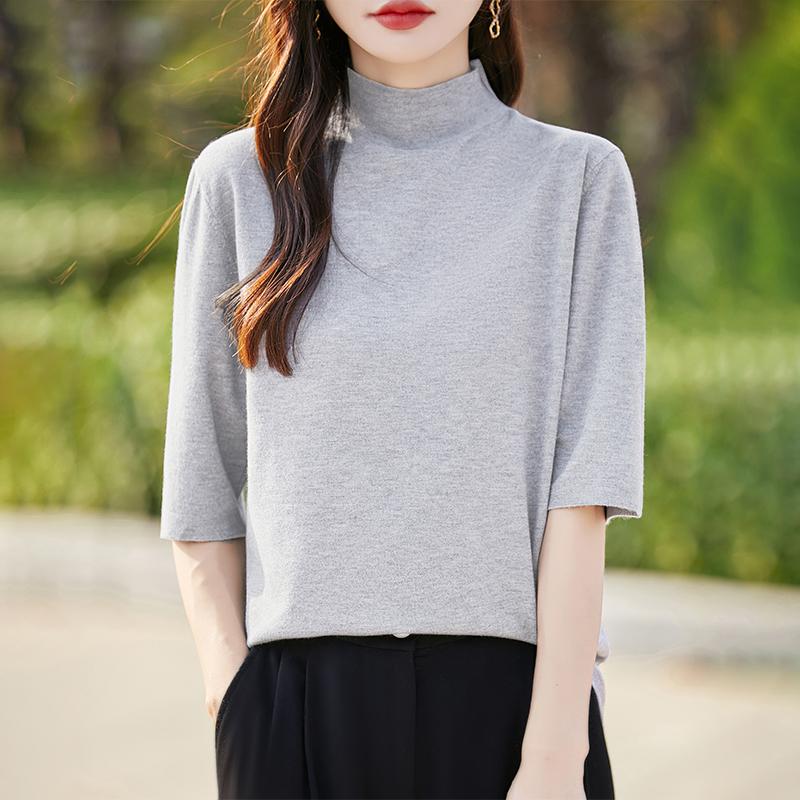 

Всесезонный женский свитер из 50% шерсти и 50% шелка | Легкий теплый свитер из смеси | Роскошный трикотаж из кашемира и шелка L темно-серого