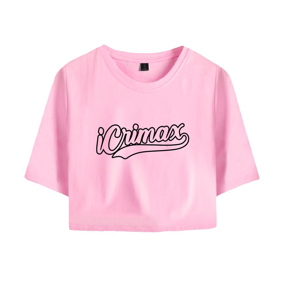 Summer Fashion Women's Sexy Icrimax Letter Print Short Sleeve Crop Top Funny Tee Shirts Hipster O-neck Cool Tops
