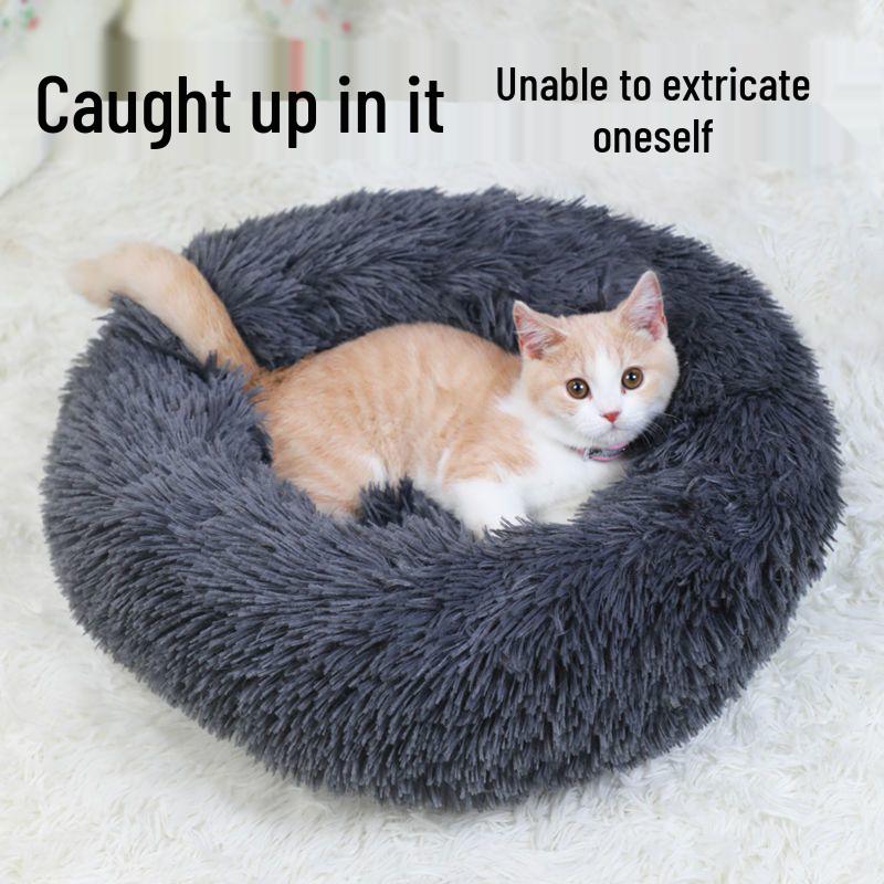 Cozy Winter Nest: Plush Enclosed Deep Sleep Bed for Cats and Dogs