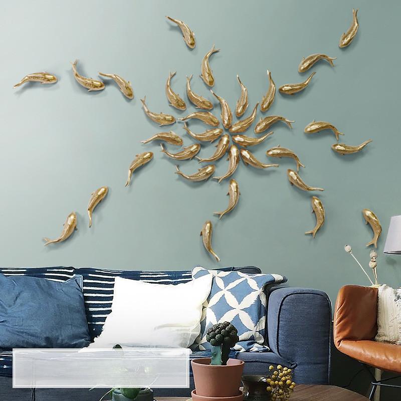Chic Resin Goldfish Wall Hanging For Entryway Decoration And Unique Home Styling
