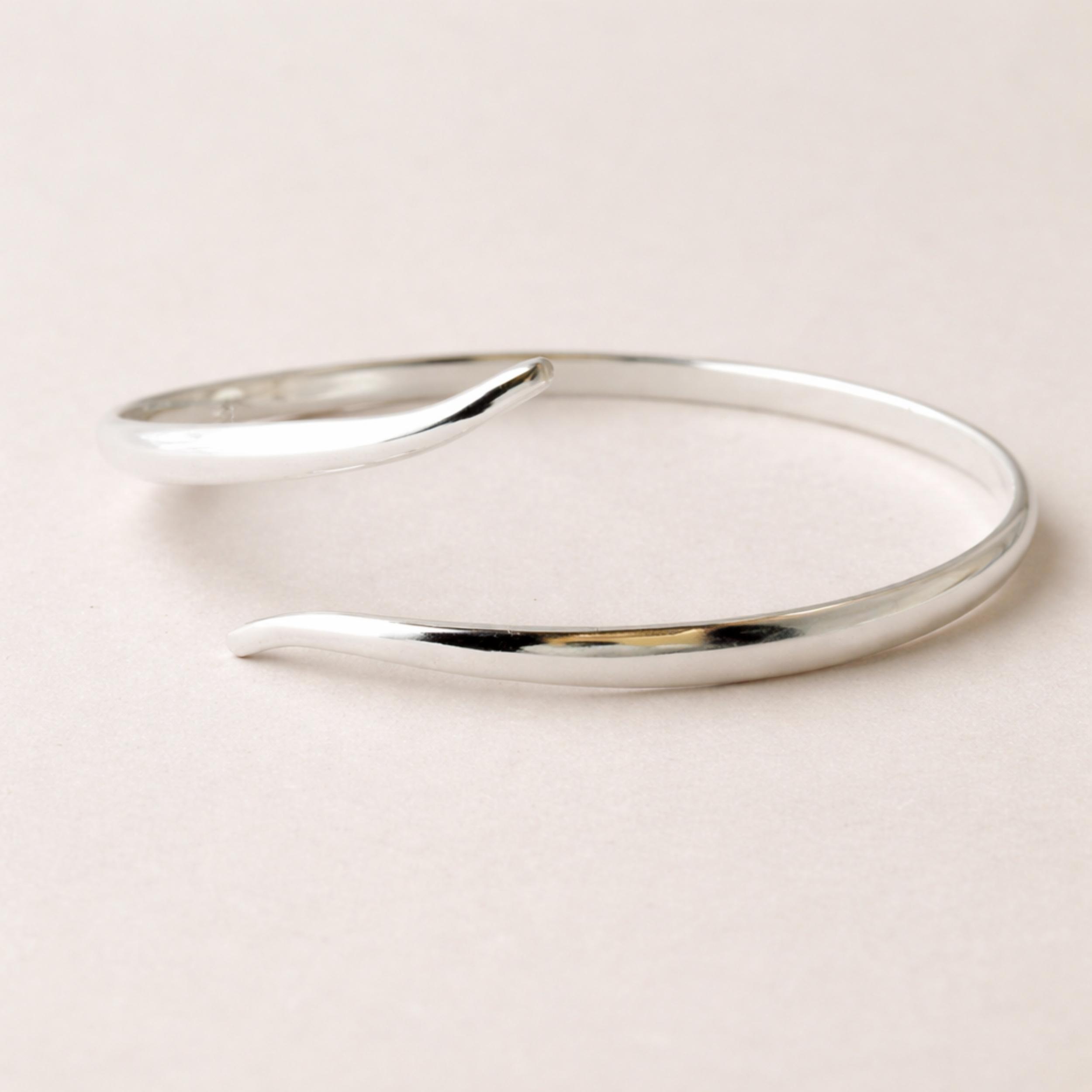 Minimalist 925 Sterling Silver Cuff – Sleek Open Bangle – Modern Adjustable Bracelet Adjustable серебряный