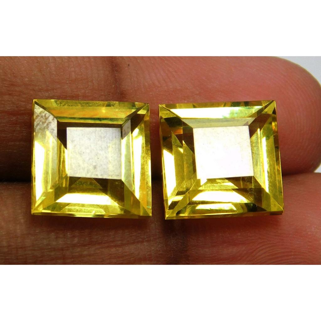 NATURAL Yellow SAPPHIRE Square Cut 16.1 Ct CERTIFIED Pair Gemstone For Gifting