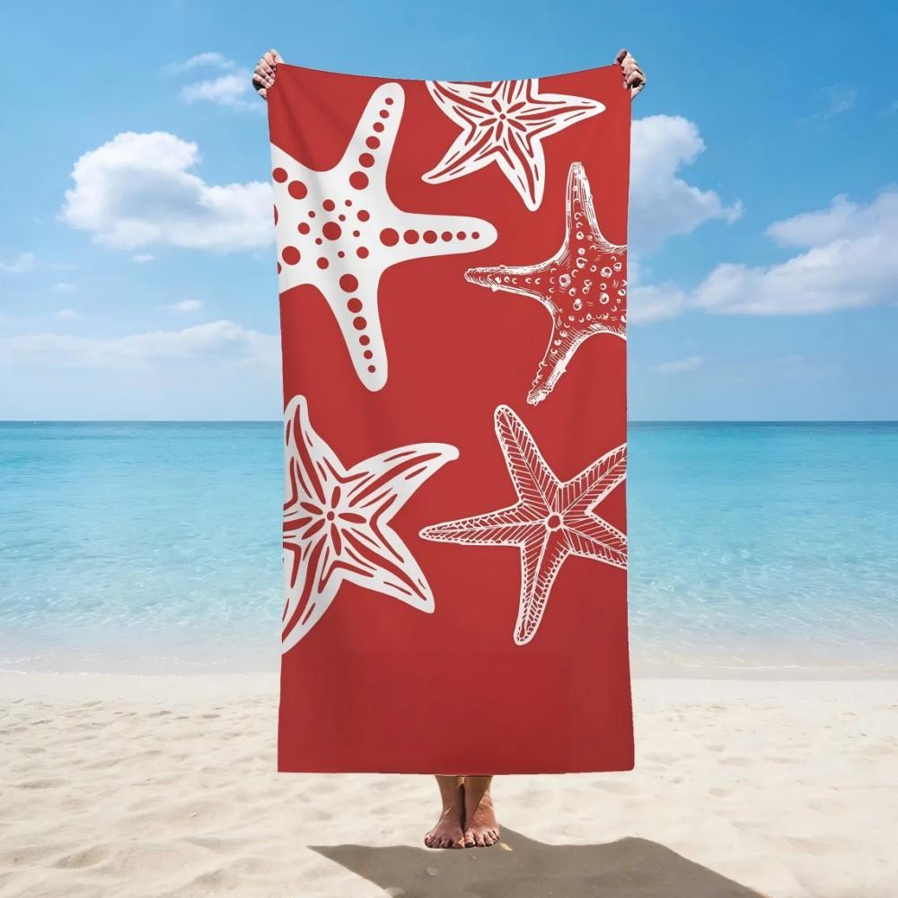 Cute Pink Starfish Print Beach Towel Large Soft Absorbent Shower Towel Sea Animal Sunbathe Blanket Picnic Mat Unique Gift Girls