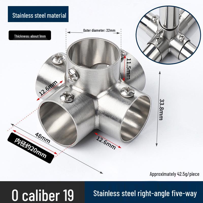 Stainless Steel Right Angle Tee Connector 19mm-32mm Joint Elbow Assembly Frame Fastener