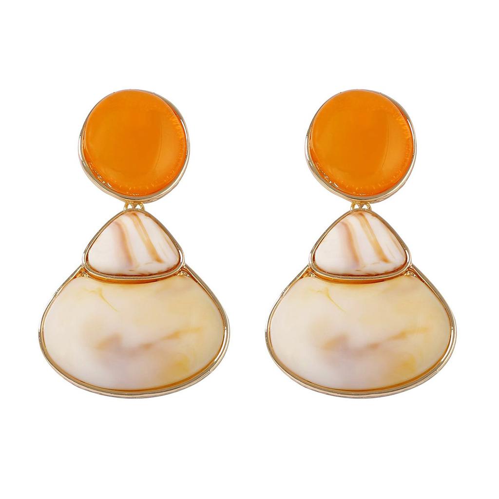French retro elegance temperament alloy resin geometric button earrings versatile daily women's earrings
