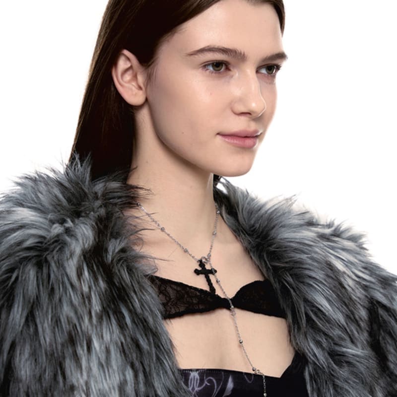 SENTIMENTS NO.473 [BLACK] KNOT CROSS NECKLACE