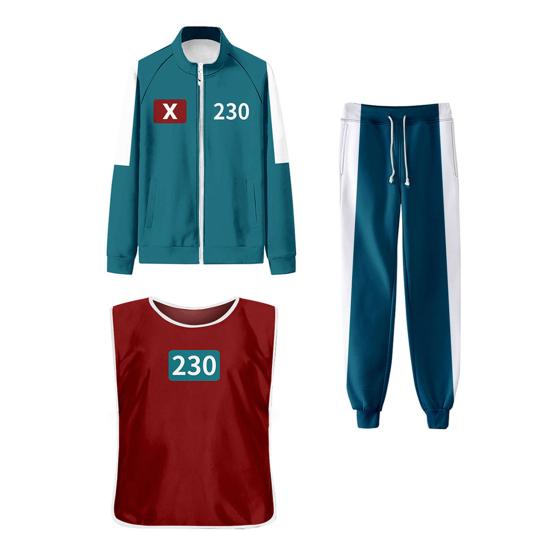 Calamari Games Cosplay Costume Three-piece Set Sweatshirt Tracksuit Set Jacket Vest Pants Unisex Sweatshirts Sports Suit for Adult Kids