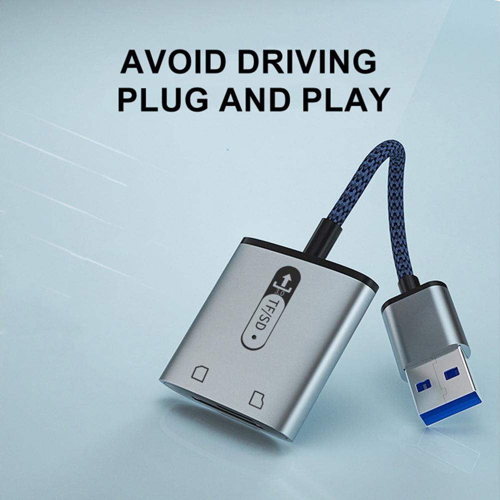 Lightweight SD Card Reader  Plug And Play Aluminum Alloy Shell TF Card Reader  2 in 1 SD TF Card to USB Adapter