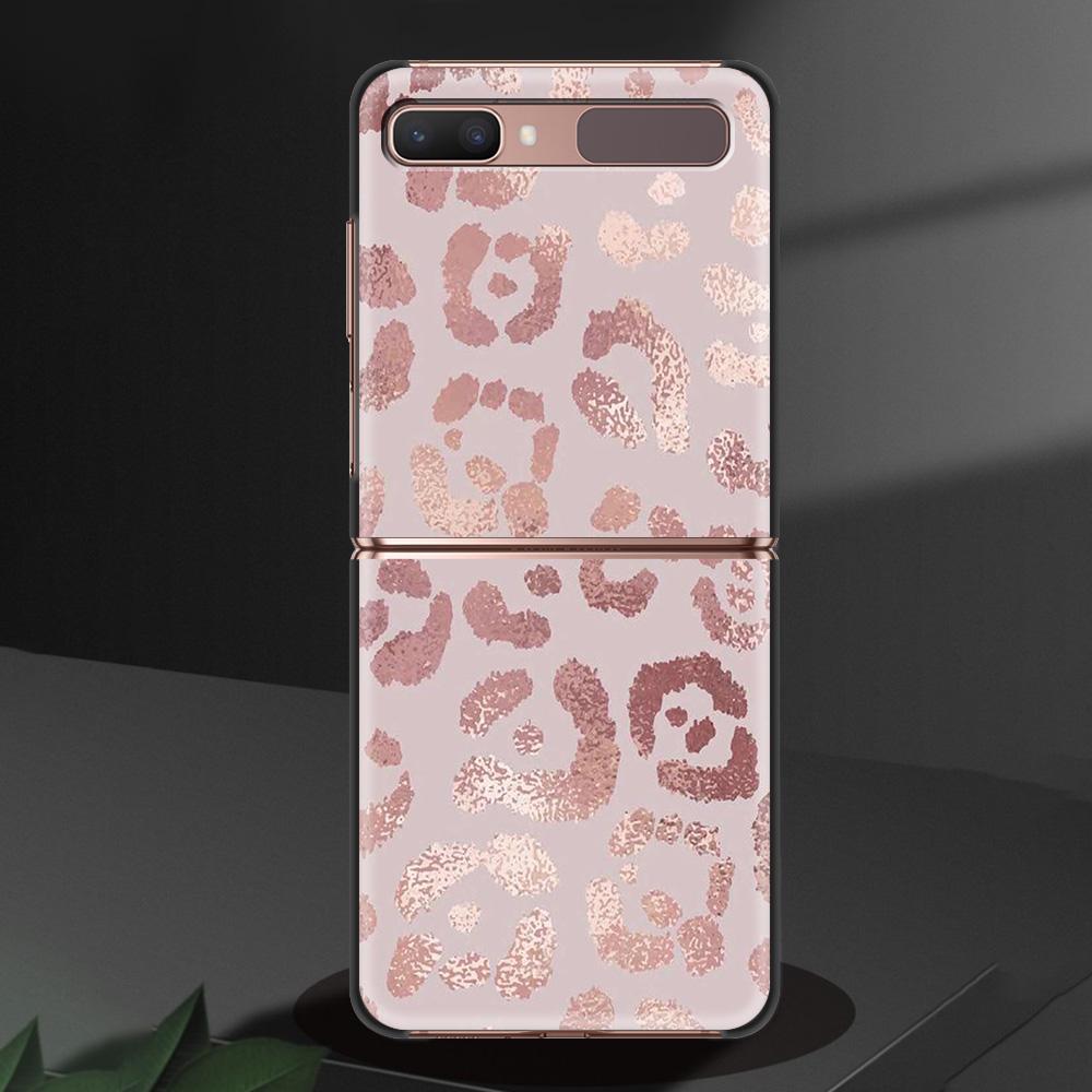 Gold Pink Rose Glitter Hearts Luxury Black Hard Case For Samsung Z Flip Z Flip3 Phone Case For Galaxy Z Flip 5G Foldable Cover