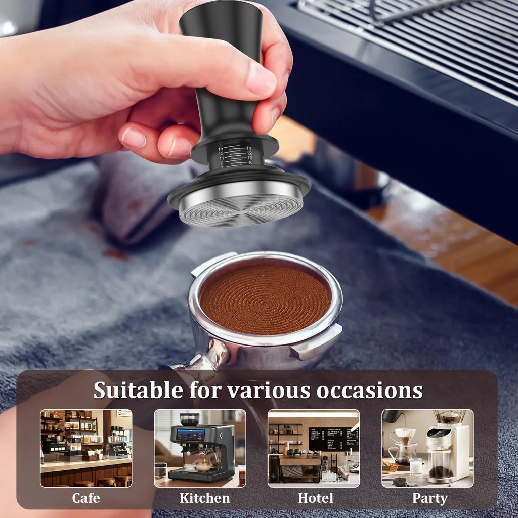 5/2pc 51MM Espresso Tamper Coffee Ground Tamper Tool with Constant Pressure Calibrated Spring Professional Espresso Hand Tampers