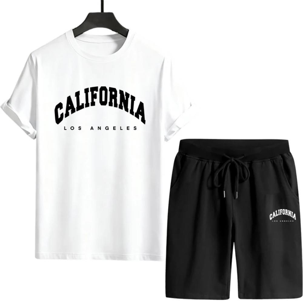 Summer Men's Sportswear Outdoor Jogging Single Item Multifunctional Sleeve T-shirt and Sports Shorts Casual Quality, Comfortable and Soft Fabric