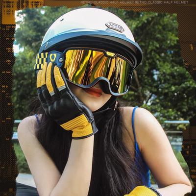 SOMAN Motorcycle Retro Helmet Half Helmets Summer Sunscreen Vintage Casco Para Moto German Style Black White Capacete For Harley