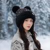 Autumn and Winter Hat Women's Cute Ears Big Head Circumference Wool Hat Fashionable Velvet Warm Knitted Hat