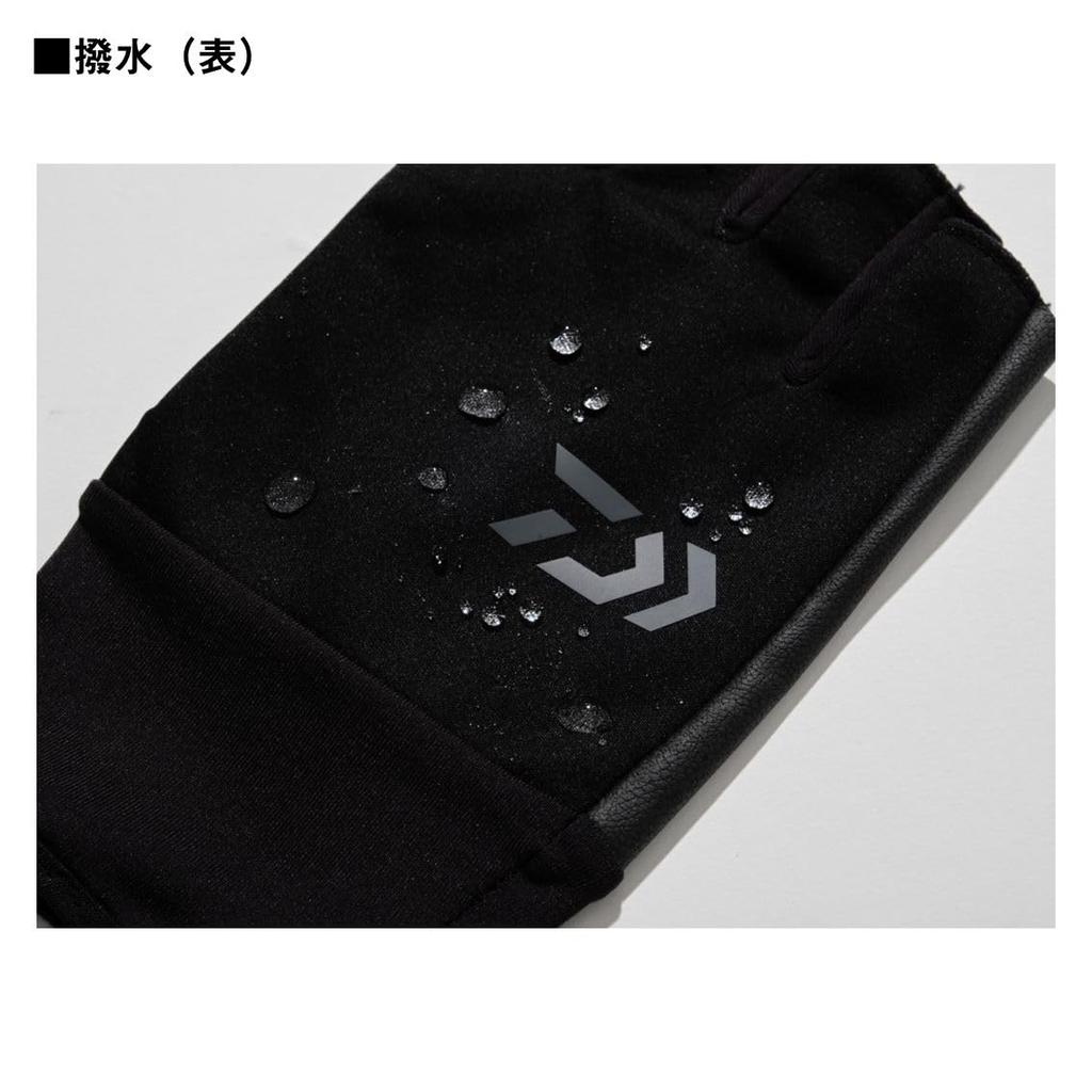 DAIWA Windproof Beltless XL Gloves, 5-Piece Cut, DG-8125W, Black,