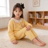 [Warm Winter] Kids Lace Homewear Two-Piece Set Girls Round Neck Casual Pajamas