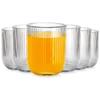 6X Grooved Glasses For Drinks, Water, And Beverages, Set Of 250Ml Glasses
