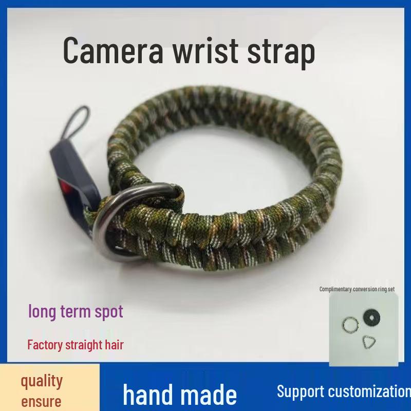 Handgemaakte Geweven Camera Polsband met Verstelbare Snelsluiting en Veiligheidsklittenband