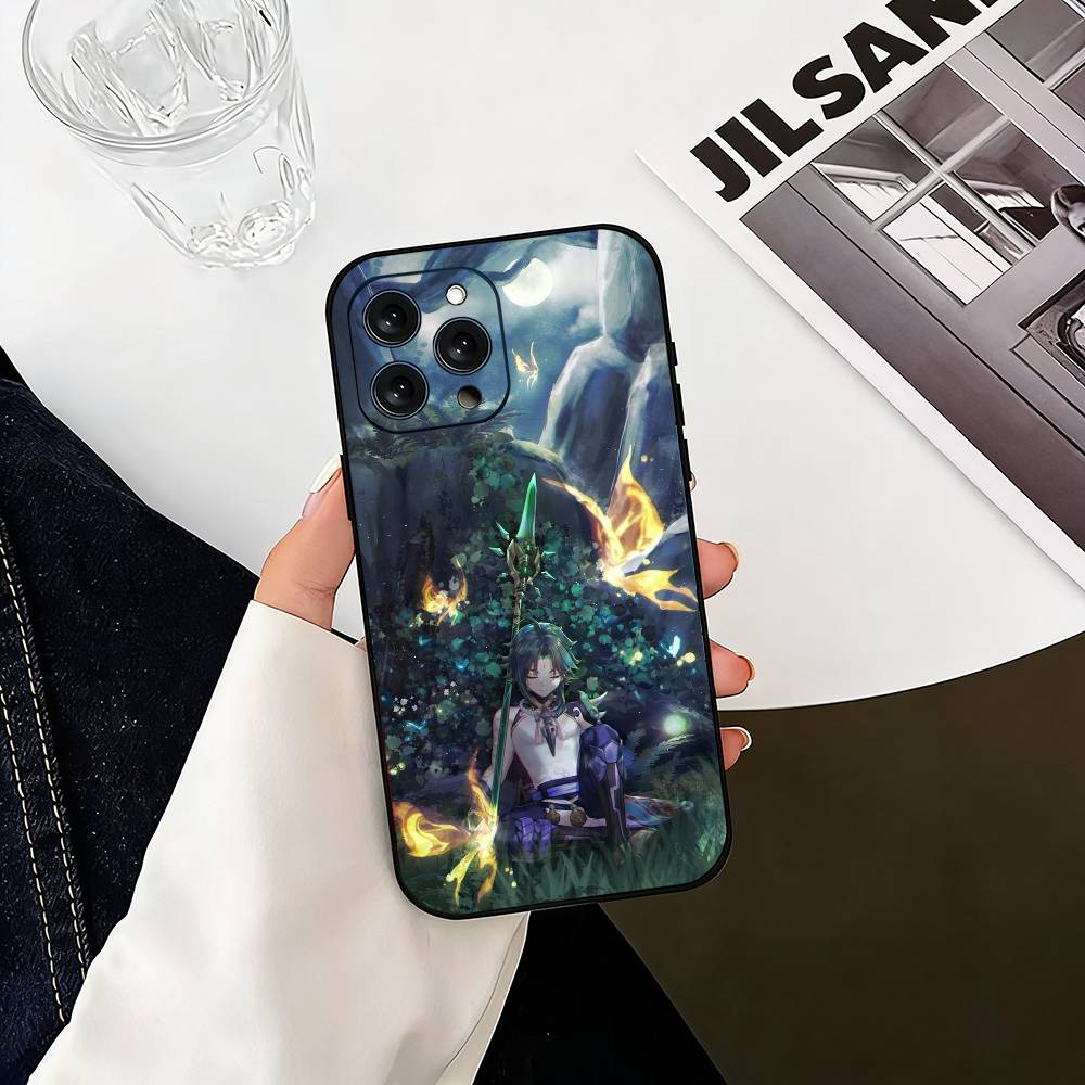 

G-Genshin Impact Xiao Phone Case For iPhone 17, 16,15,14,13,12,11 Plus,Pro Max, Others Soft Black Cover iPhone14ProMax