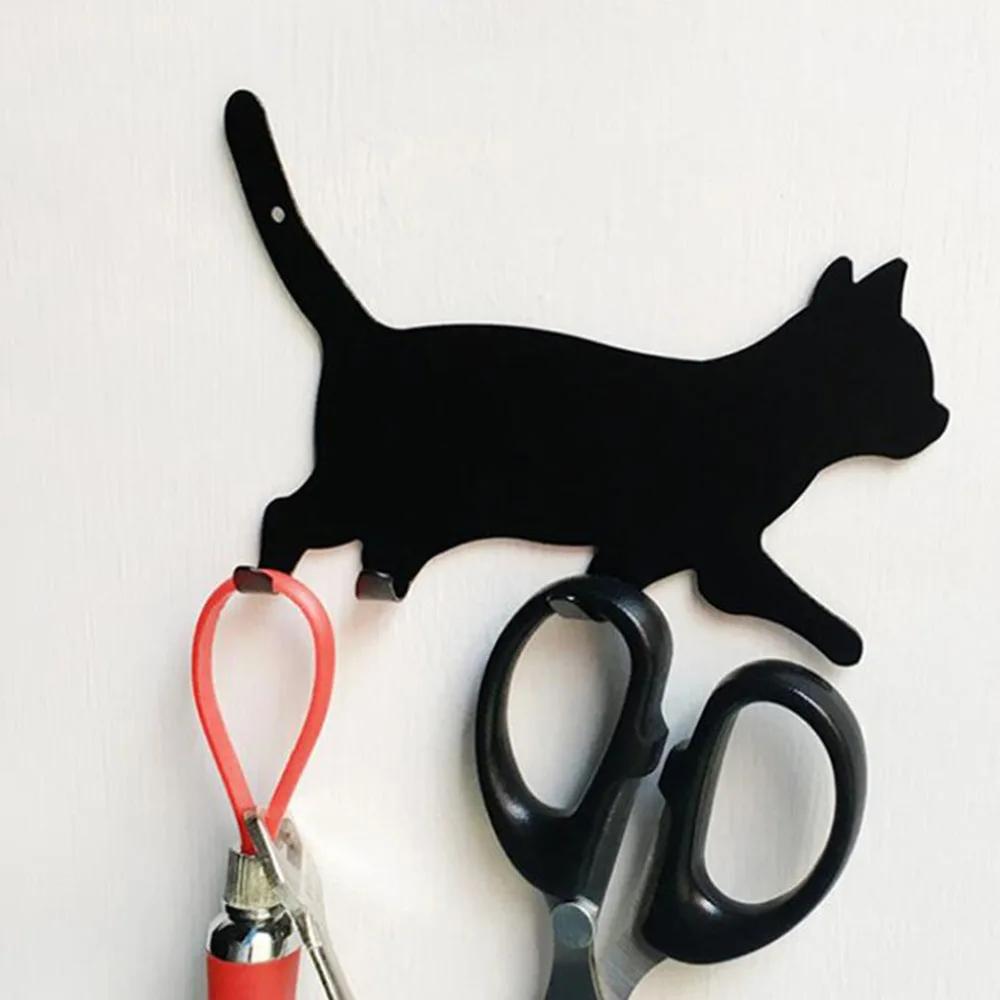 Kitchen Wall Door Metal Hook Key Hanger Cat Tail Shaped Decorative Holder Clothes Storage Rack Seamless Hook Tool Accessories