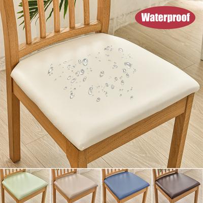 Waterproof Pu Fabric Stretch Seat Cover Elastic Anti -Dirty Oil -Proof Chair Cushion Cover For Dining Room Kitchen Home Protector