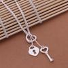 925 Sterling Silver Necklaace Fashion Jewelry Pendant Heart Shaped Key Lock Necklace For Women Factory Wholesale Quality Gifts