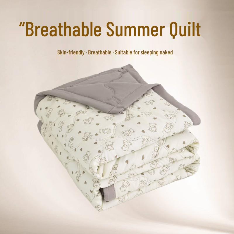 INS Skin-Friendly Washable Cotton Summer Quilt - Brushed Flannel Cooling Blanket for Dorms