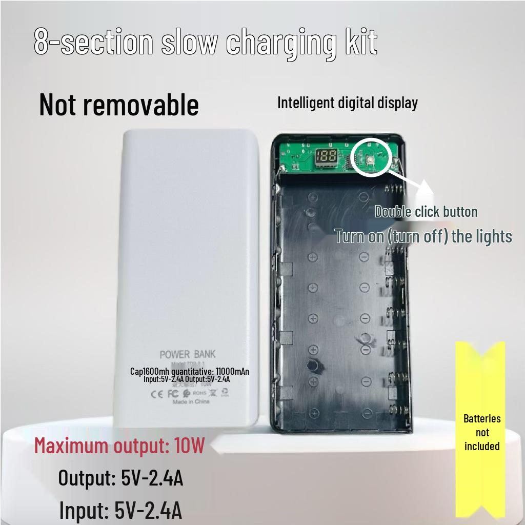 Solderless 8-Cell 18650 Power Bank Shell DIY Kit - Quick Charge Version