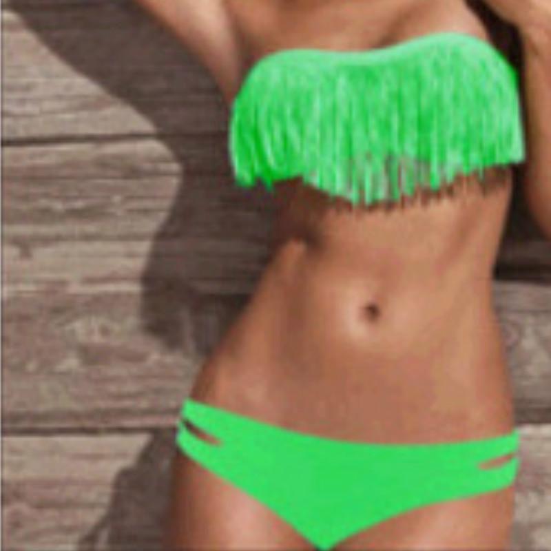 Høj Kvalitet Sommer Sexet Split Ensfarvet Kvast Bikini Rygløs Stranddragt Retro Sæt For Ultimativ Stil