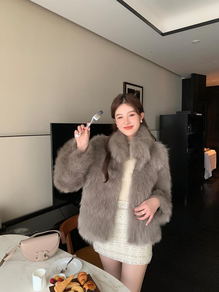 Imitation Fox Fur Coat Fur Winter New Fashion Short Fur Coat Thickened and Thin Young Coat