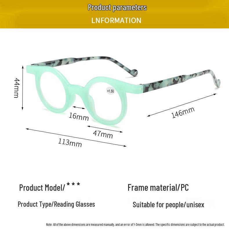 European Retro Round Frame Color-Block Reading Glasses - Stylish, Versatile, Niche Eyewear.