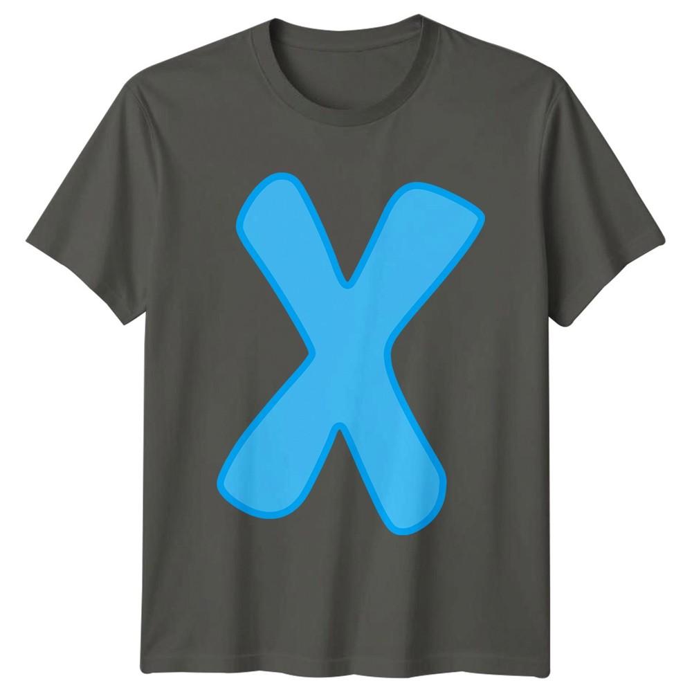 Blue X Letter Alphabet Unisex Unisex Unisex T Shirt Graphic Tee S