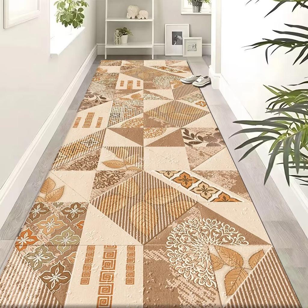 Light Luxury Style Long Carpet Household Absorbent Non-slip Floor Mat Dirt Resistant Geometric Floor Mat Decoration