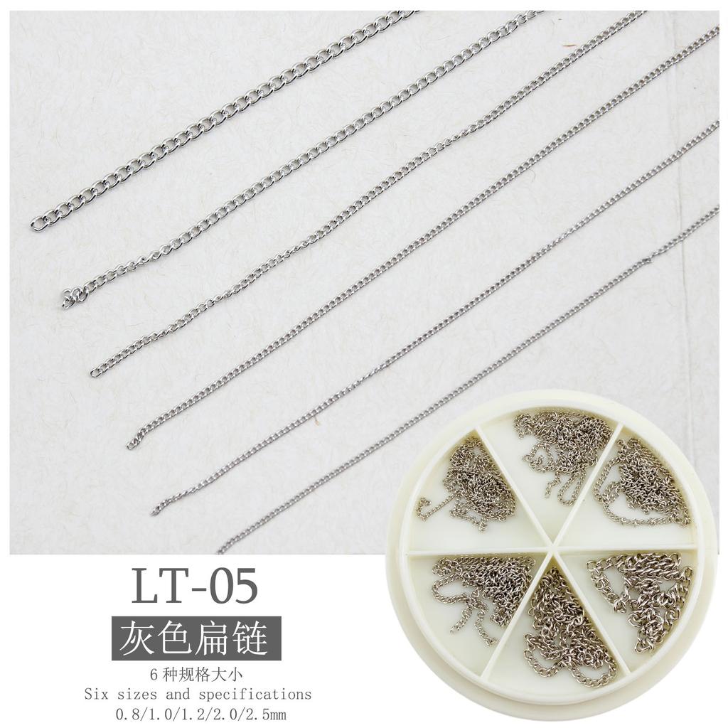 Nail Art Nail Art Jewelry Steel Ball Chain Ultra-Fine Metal 6-Grid Mixed Turntable Jewelry Decoration