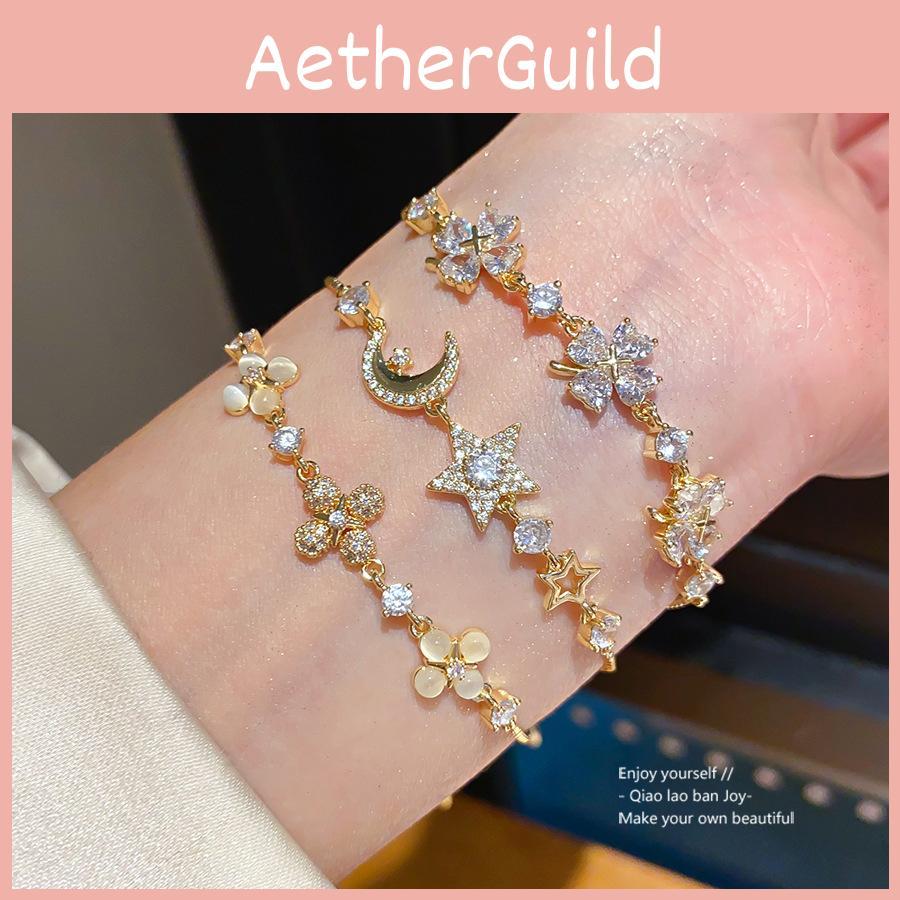 Light Luxury 18k Gold Plated Zircon Star Shape Bracelet For Women Gift Gift For Employees