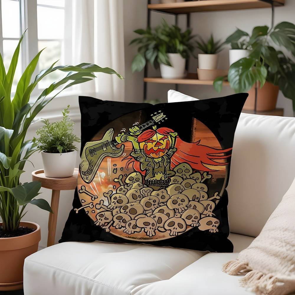 H-Helloweens Rock Band Pillow Case Plush Fabric Soft Pillowcase Double Sided Print Cushion Cover Household Gifts