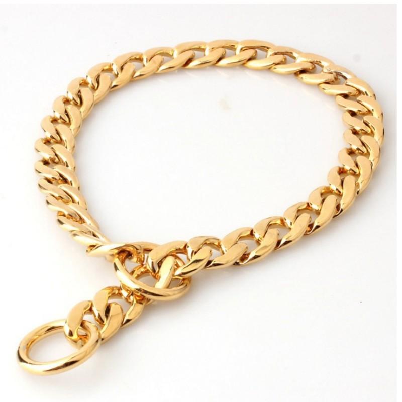 Luxusní obojek pro psa Zlatý náhrdelník pro mazlíčka Psí řetízkový choker Pro Pitbulla Buldoka Pudelem Francouzského buldočka Kovový obojek Šperky pro mazlíčky Produkty