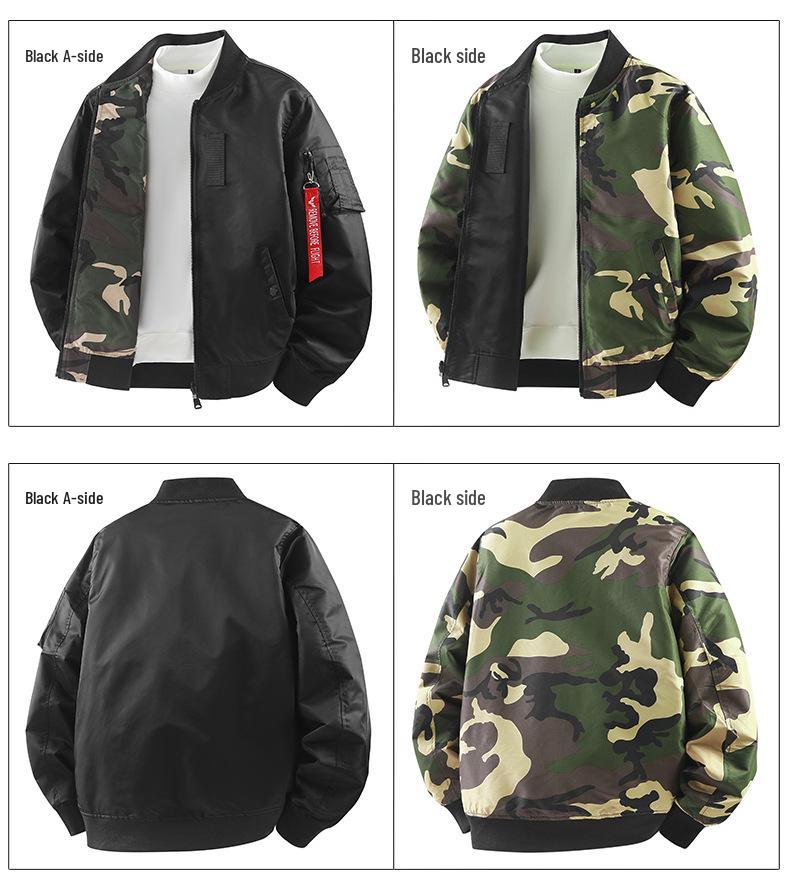 Double-Sided Men's MA-1 Camouflage Flight Jacket - Spring/Autumn Baseball Style Loose Workwear Top