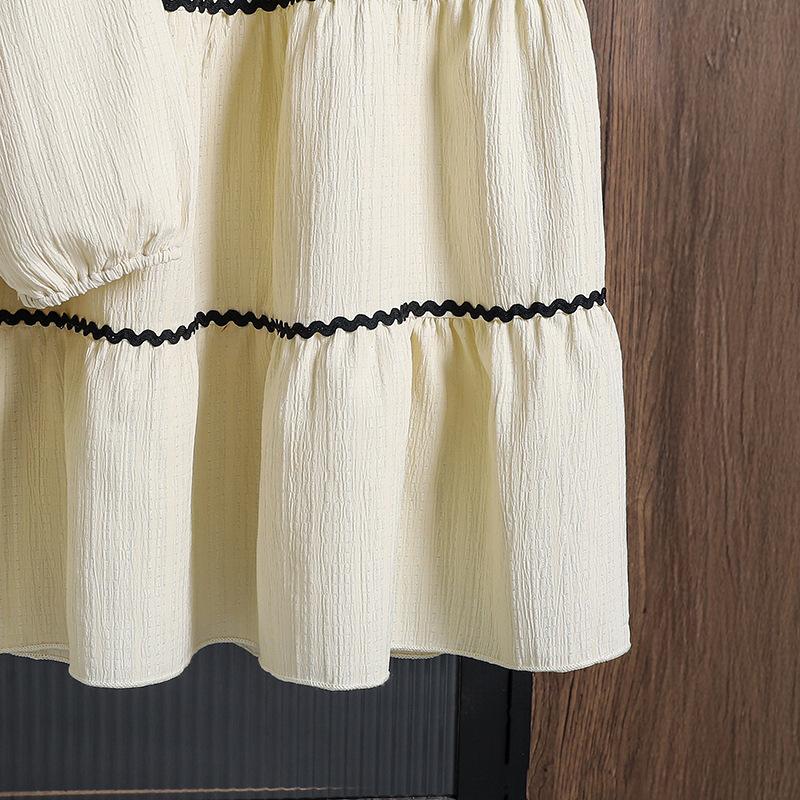 Girls' Clothing Autumn New Bow Long Sleeve Top Lace Trim Skirt