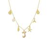 Ocean Theme Gold Charm Necklace with Initial Shells Letter Pendant Suitable for Surfer Girls and Beach Enthusiasts